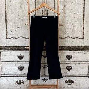 Elizabeth & James dark navy denim cropped slight flair, fitted trouser.